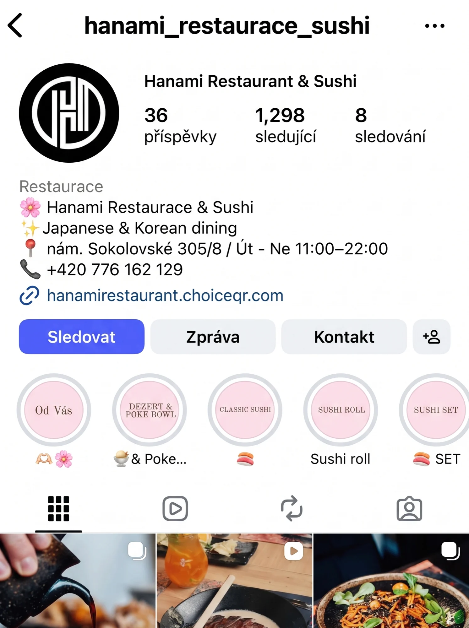 Instagram Hanami po prvním měsíci — 1 298 sledujících